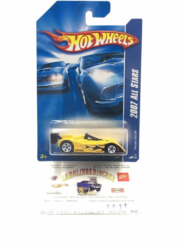 2007 Hot Wheels #139 Ferrari 333 SP Yellow PP6 Supply