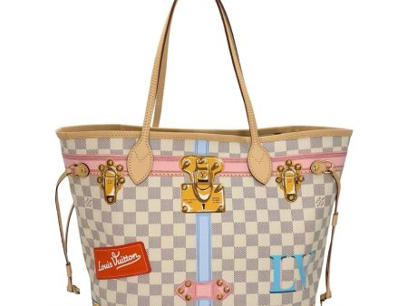 LOUIS VUITTON: Damier Azur Summer Trunks Neo Neverfull MM Hot on Sale