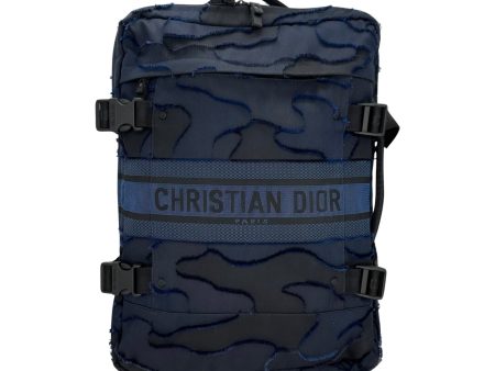 CHRISTIAN DIOR: Blue Camouflage Rolling Luggage Carry On on Sale