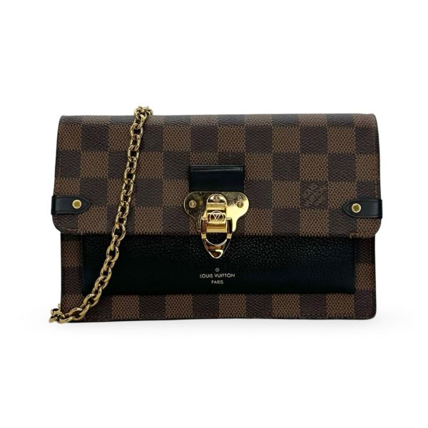 LOUIS VUITTON: Damier Ebene Vavin Chain Wallet on Sale