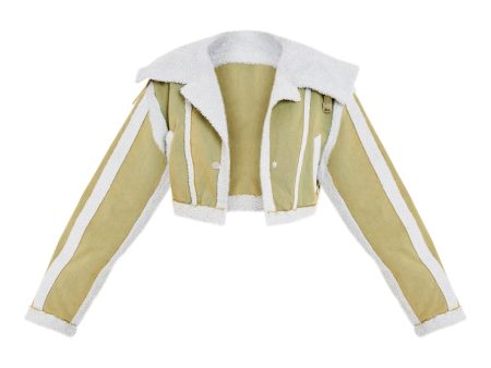 Vanessa Washed Khaki Crop Jacket Discount