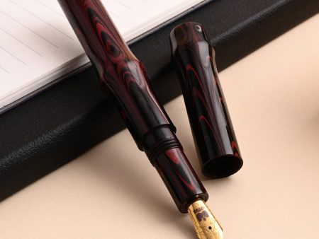 Lotus Vamza Ebonite Fountain Pen - Black Orange Ripple Sale