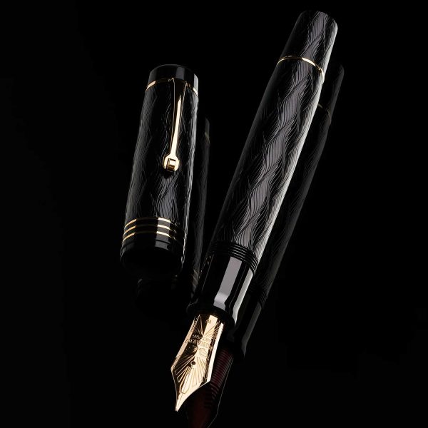 Leonardo MZ Grande Audace Art Nouveau No.8 Fountain Pen - Intense Black GT (Limited Edition) on Sale