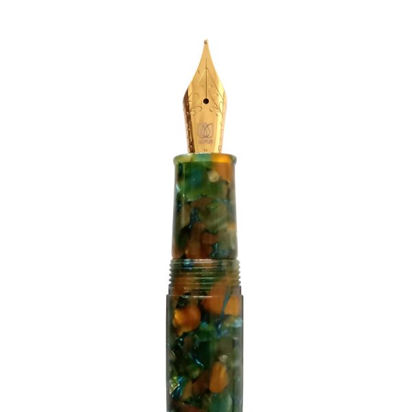 Lotus Shikhar Fountain Pen, Green Yellow - Jowo Steel Nib Fashion