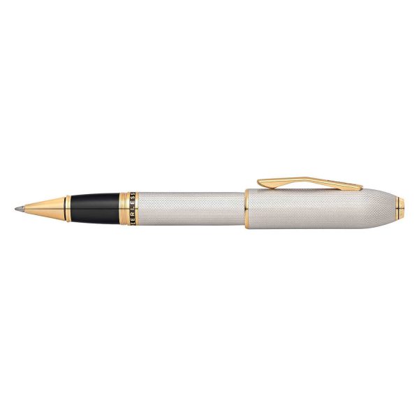 Cross Peerless 125 Roller Ball Pen, Textured Platinum   Gold Trim on Sale