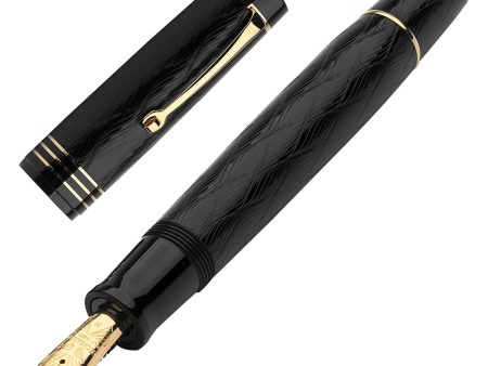 Leonardo MZ Grande Audace Art Nouveau No.8 Fountain Pen - Intense Black GT (Limited Edition) on Sale