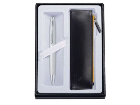 Cross Calais Ball Pen Combo Gift Set, Chrome With Pen Pouch For Discount