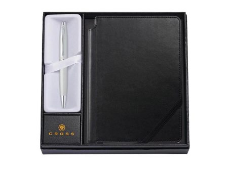 Cross Calais Ball Pen Combo Gift Set, Satin Chrome With Black Journal Online Sale