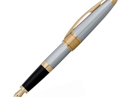 Cross Apogee Fountain Pen, Chrome   Gold Trim - Steel Nib Supply