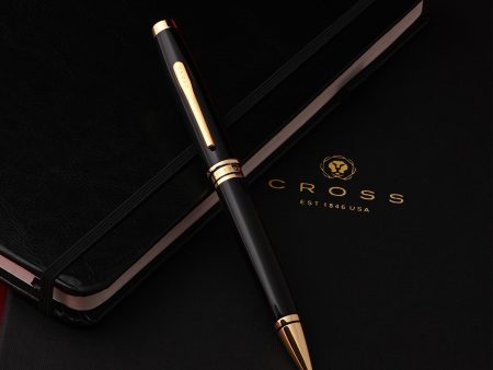 Cross Gift Set - Coventry Black Ball Pen with Black A5 Notebook Online Sale