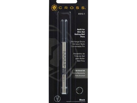 Cross 8910-1 Slim Gel Roller Ball Pen Refill - Black - Medium Supply