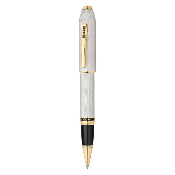 Cross Peerless 125 Roller Ball Pen, Textured Platinum   Gold Trim on Sale