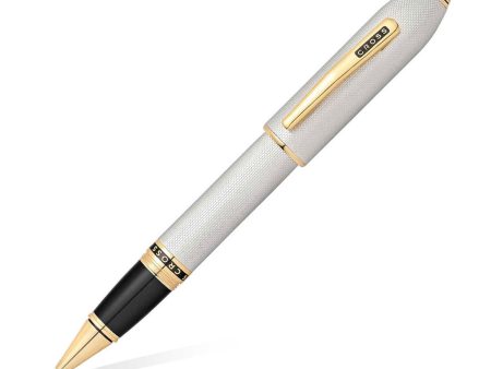 Cross Peerless 125 Roller Ball Pen, Textured Platinum   Gold Trim on Sale