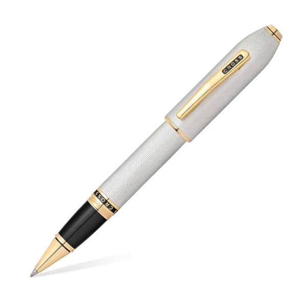 Cross Peerless 125 Roller Ball Pen, Textured Platinum   Gold Trim on Sale